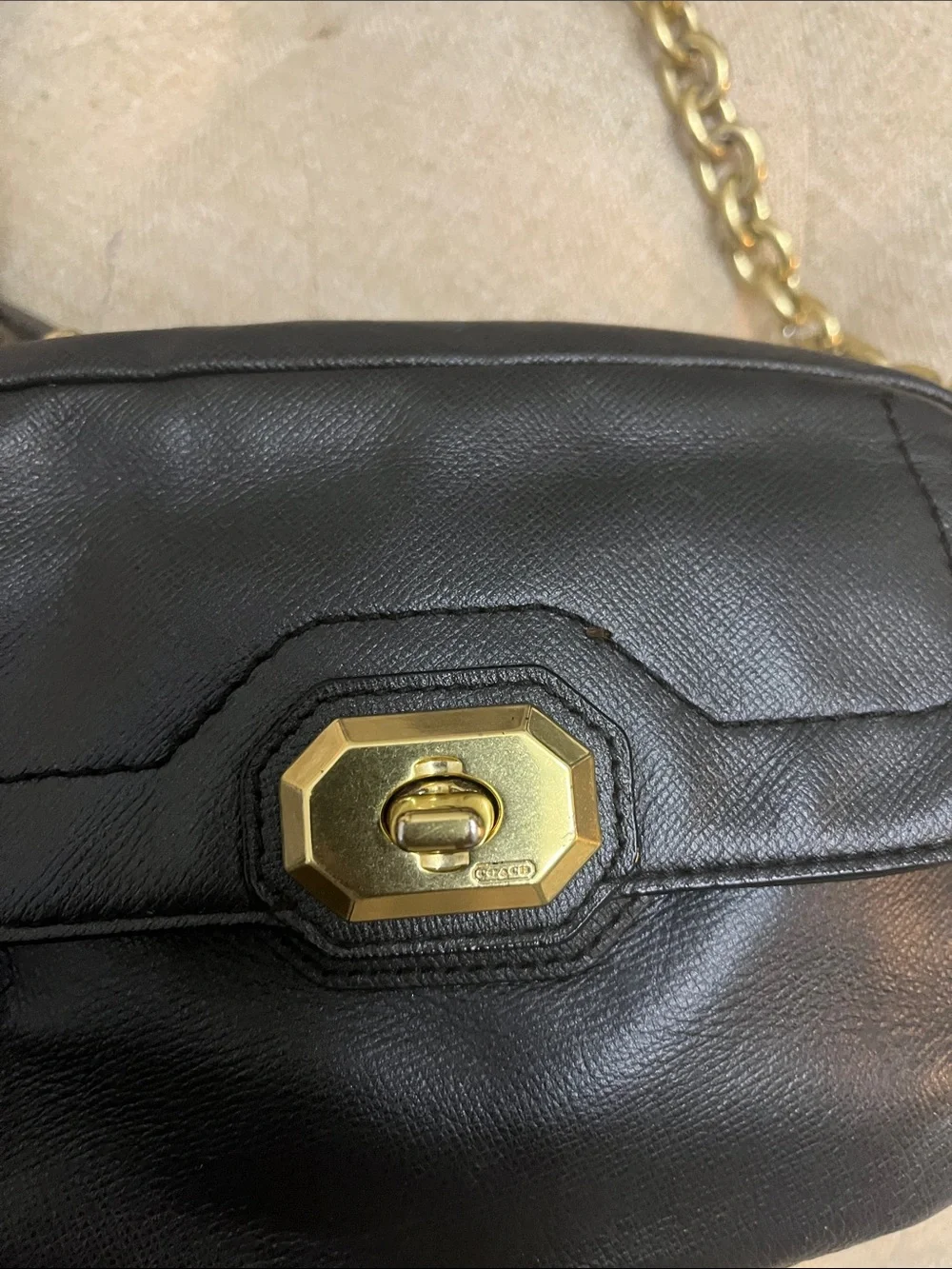 Coach Campbell Leather Turnlock Camera Bag Crossbody